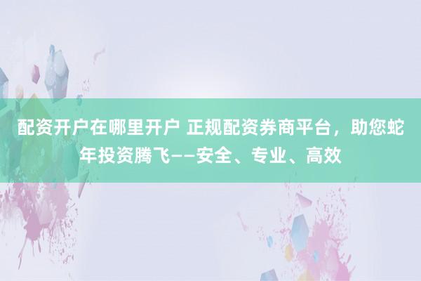 配资开户在哪里开户 正规配资券商平台，助您蛇年投资腾飞——安全、专业、高效