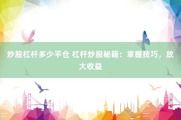 炒股杠杆多少平仓 杠杆炒股秘籍：掌握技巧，放大收益