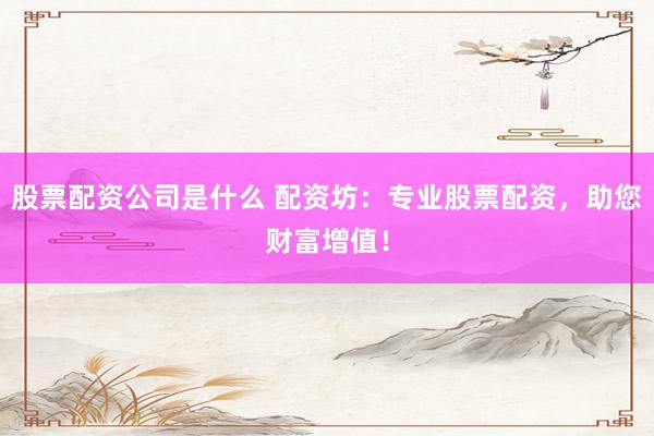 股票配资公司是什么 配资坊：专业股票配资，助您财富增值！